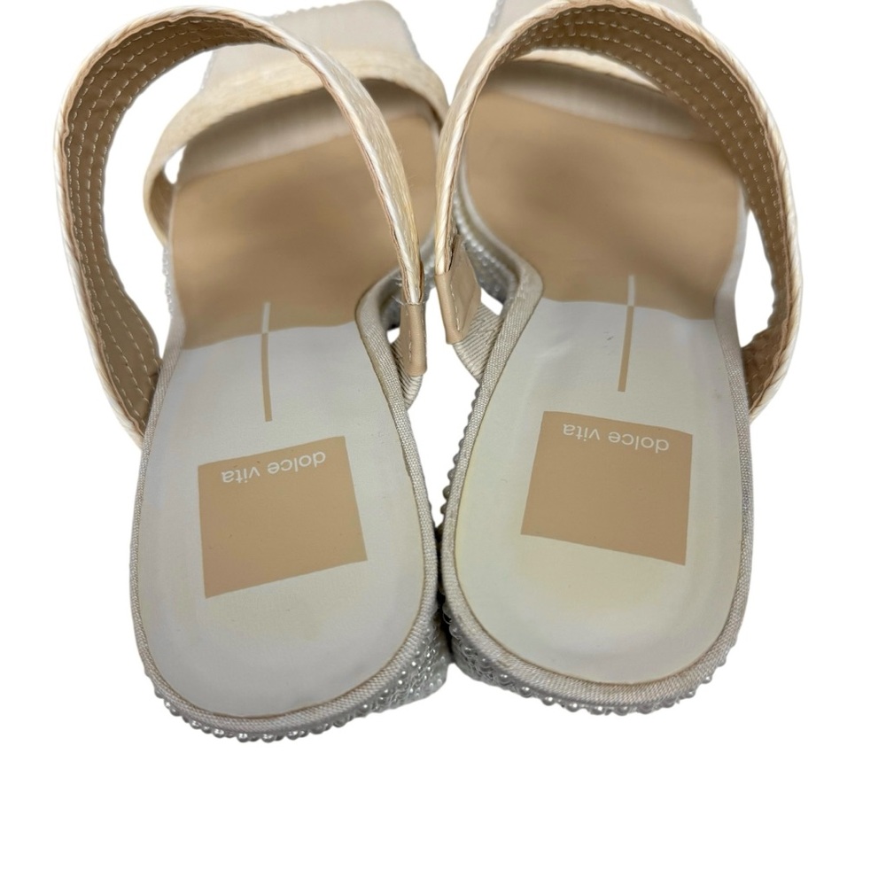 Dolce Vita Cream Braided Pearl-Trim Block Heel Sandal - Picture 12 of 14
